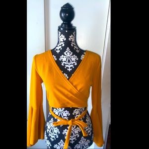 Yellow vintage-inspired crop top.